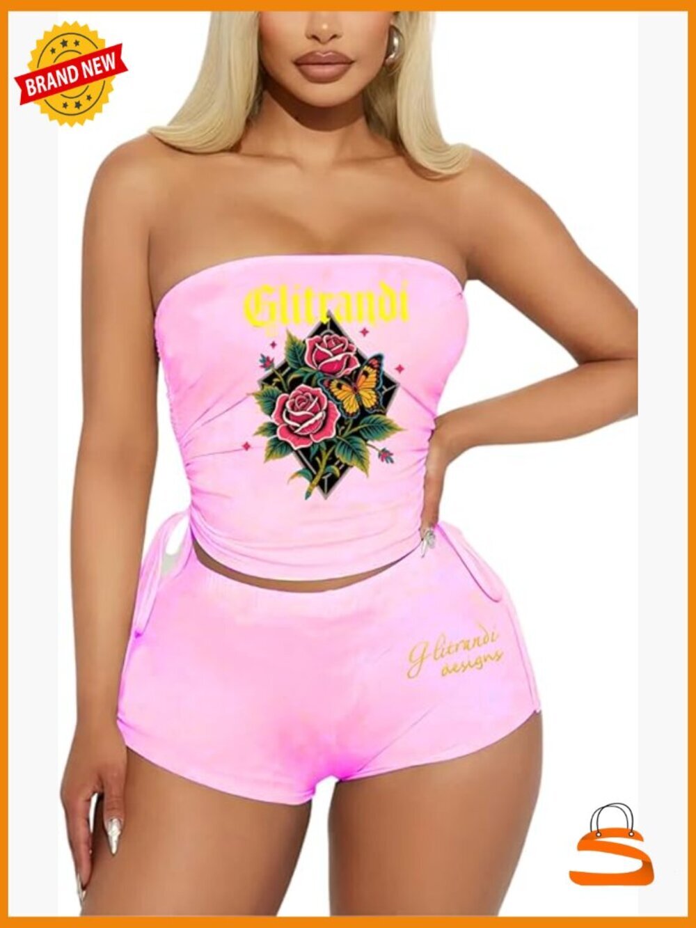Women's Floral Tube Top and Shorts Set Y2K Summer Outfit